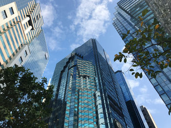 Low angle view of modern building against sky