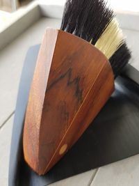 High angle view of book on table