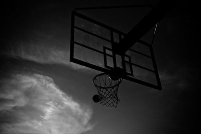 Low angle view of basketball hoop against sky