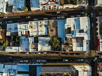 High angle view of buildings in city