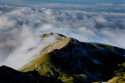 Scenic view of majestic mountains against sky