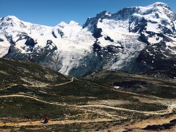 Scenic view of snowcapped mountain range