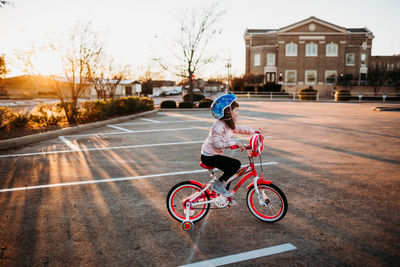 Boy riding bicycle