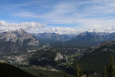 Scenic view of mountains against cloudy sky