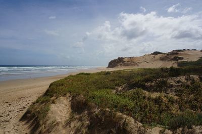 Scenic view of beach against sky