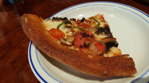 High angle view of breakfast served in plate