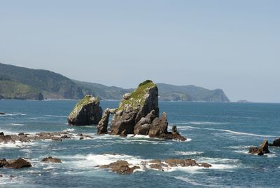 Scenic view of sea against clear sky