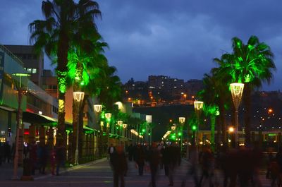 City lit up at night