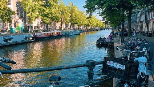 View of canal in city