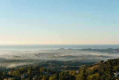 Scenic view of landscape against clear sky