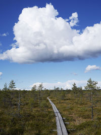 Scenic view of land against sky