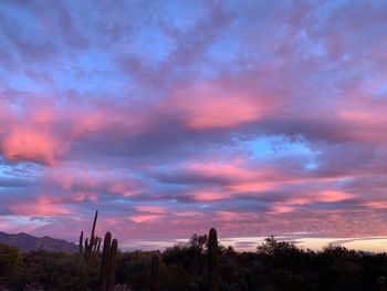 Low angle view of dramatic sky during sunset