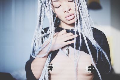 Close-up of young woman