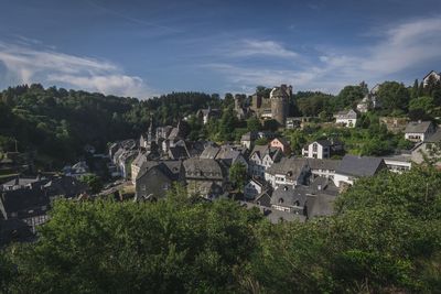 High angle view of townscape against sky