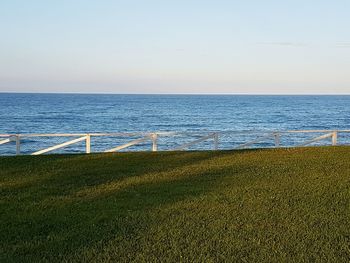 Scenic view of sea against clear sky