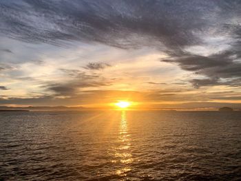 Scenic view of sea against sky during sunset