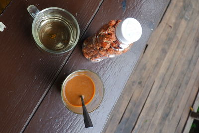 High angle view of food on table