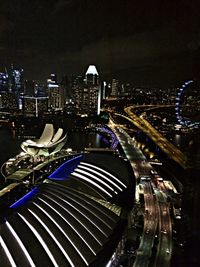 View of illuminated cityscape at night