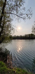 View of lake against sky during sunset