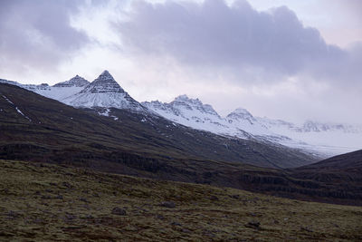 Scenic view of mountains against sky