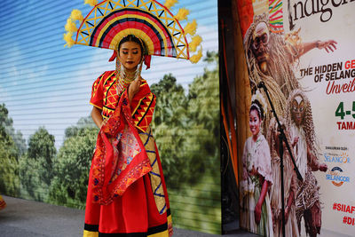 Woman standing in a temple