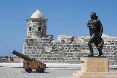 Statue of historic building against clear sky