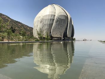 Reflection of mountain in water