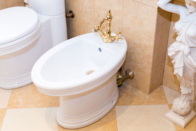 High angle view of bathroom at home