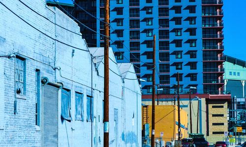 Low angle view of buildings in city