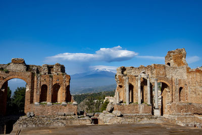 Old ruins against clear blue sky