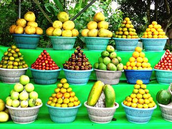 High angle view of fruits for sale