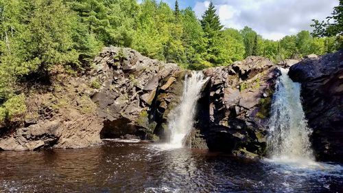 Scenic view of waterfall in forest