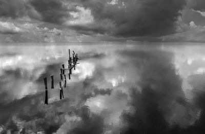 Scenic view of sea against cloudy sky