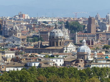 High angle view of buildings in city