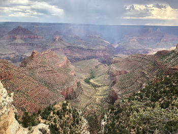 High angle view of landscape against cloudy sky