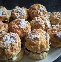 Close-up of scones in plate