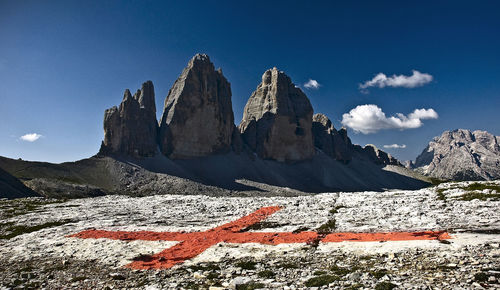 Mountain range against blue sky