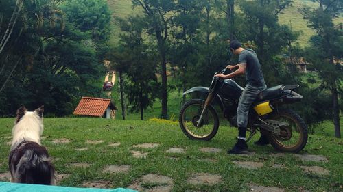 Man riding motorcycle on mountain