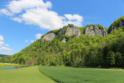 Scenic view of landscape against cloudy sky