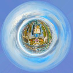 High angle view of ferris wheel against sky