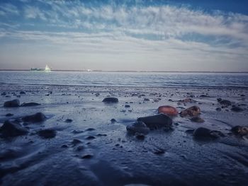 Scenic view of sea against sky during sunset