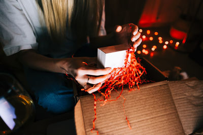 Midsection of woman working