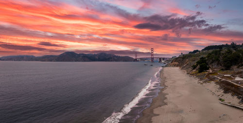 Scenic view of sea against sky during sunset