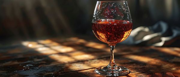 Close-up of wineglass on table