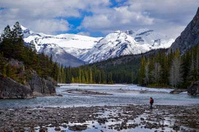 Scenic view of snowcapped mountain against sky