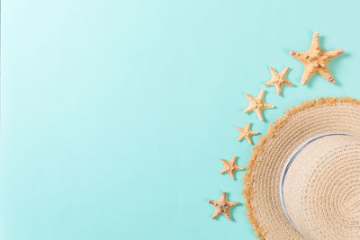 Close-up of hat against blue sky