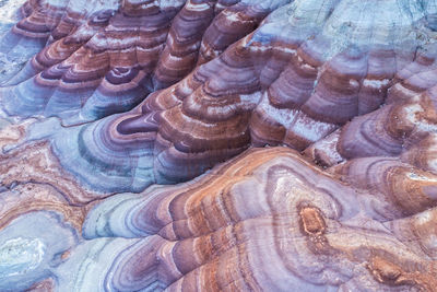 Amazing aerial view of colorful unusual bentonite hills located in united states on sunny day