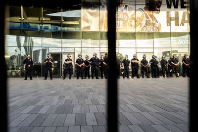 Group of people in front of building