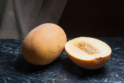 High angle view of oranges on table