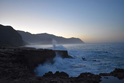 Scenic view of sea against clear sky